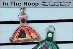 ITH Tent Camping Vinyl Key Fob or Bag Tag - Snap Tab Machine Embroidery Product Image 1