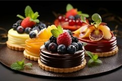 Mouthwatering Closeup photo of delicious fruit tart dessert. Product Image 1