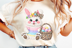 Easter Bunny png, Knit Bunny with Leopard Basket png Product Image 4