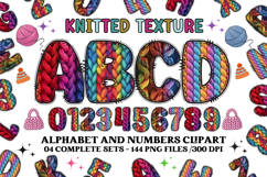 Knitted Alphabet png clipart, knitted texture doodle letters Product Image 1