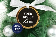 Wood Ornament Mockup PSD, White & Black Wood Ornament Mockup Product Image 3