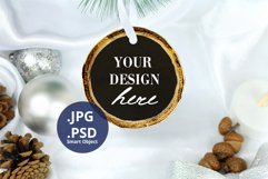 Wood Ornament Mockup PSD, White & Black Wood Ornament Mockup Product Image 2