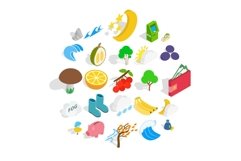Lifelong icons set, isometric style Product Image 1