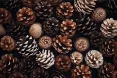 Assorted pine cones textured background Product Image 1
