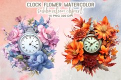 Clock Flower Watercolor Sublimation Clipart Product Image 3