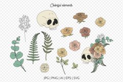 Vintage Boho Skull & Roses Illustrations - Clipart Bundle Product Image 3