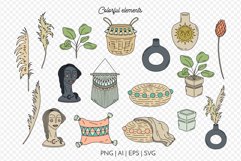 Hand Drawn Boho Home Decor Illustrations. Clipart & Patterns Product Image 3
