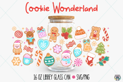 Christmas Cookie Glass Wrap PNG, 16oz Libbey Glass Can Png Product Image 1