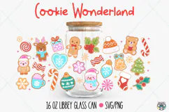 Christmas Cookie Glass Wrap PNG, 16oz Libbey Glass Can Png Product Image 1
