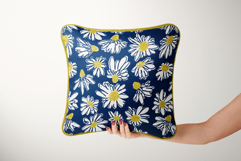 Navy Sketchy Daisy Hand-Drawn Floral Seamless Pattern SVG Product Image 2