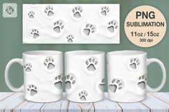 Cat Paws mug PNG sublimation. 11 &amp; 15 oz mug wrap PNG Product Image 1