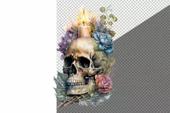 Skull and candle clipart, Skull clipart, Gothic clipart Product Image 2