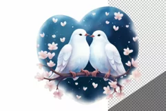 White doves clipart, Love clipart, Valentines Day clipart Product Image 2
