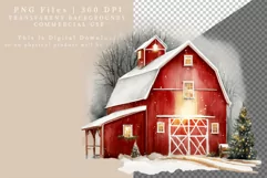 Red barn clipart, Christmas clipart, Farm clipart Product Image 2