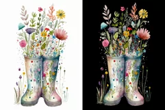 Flowers in rain boots clipart, Rain boots clipart, Product Image 2