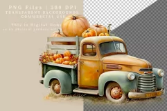 Pumpkin truck clipart, Truck sublimation, Autumn clipart Product Image 2