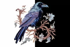 Embroidery raven clipart, Halloween clipart, Raven clipart Product Image 2