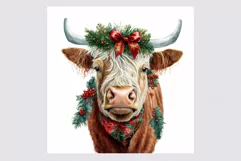 Highland cow clipart, Christmas clipart Product Image 2