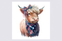 Highland cow clipart, Patriotic clipart Product Image 2