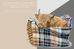 Highland calf sublimation, Cow clipart, Cute clipart Product Image 2