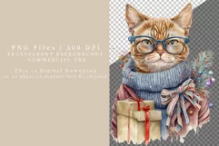 Cat clipart, Christmas clipart, Christmas cat sublimation Product Image 2