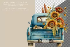 Blue truck clipart, Sunflowers clipart, Fall sublimation Product Image 2