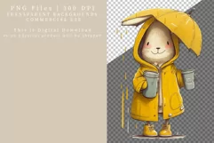 Cute bunny with coffee clipart, Autumn clipart, Rain clipart Product Image 2