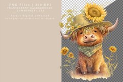 Highland calf clipart, Sunflowers clipart, Summer clipart Product Image 2