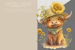 Highland calf clipart, Sunflowers clipart, Summer clipart Product Image 2