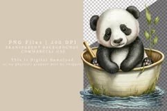 Panda clipart, Cute clipart, Watercolor sublimation Product Image 2