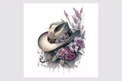 Cowgirl hat clipart, Floral hat clipart Product Image 2