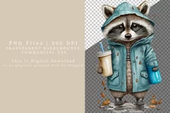 Raccoon clipart, Coffee clipart, Autumn clipart Product Image 2