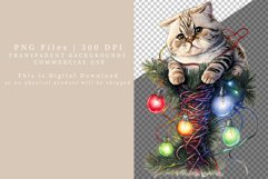 Cat tangled up clipart, Christmas sublimation, Funny clipart Product Image 2
