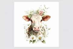 Floral cow clipart, Cow clipart, Spring clipart Product Image 2