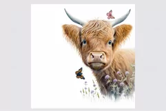 Peeking calf clipart, Highland calf clipart Product Image 2