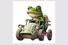 Frog driving a car clipart, Funny frog clipart Product Image 2
