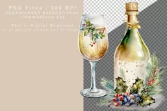 Christmas bottle and glass clipart, Christmas clipart, Party Product Image 2