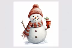 Snowman with coffee clipart, Christmas clipart Product Image 2