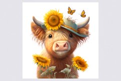 Highland cow clipart, Calf clipart, Summer clipart Product Image 2