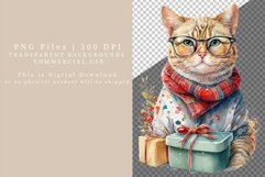 Cat clipart, Christmas clipart, Christmas cat sublimation Product Image 2