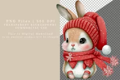 Baby bunny clipart, Christmas clipart, Bunny sublimation Product Image 2