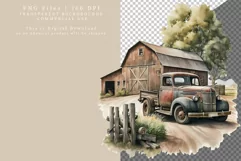 Old barn with truck clipart, Truck sublimation Product Image 2