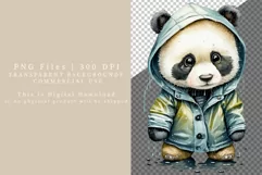 Panda clipart, Autumn clipart, Rain clipart, Watercolor Product Image 2
