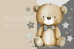 Teddy bear clipart, Teddy with stars clipart, Teddy sclipart Product Image 2