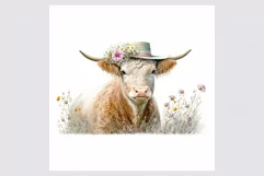 Highland cow clipart, Floral clipart, Product Image 2