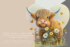 Highland calf clipart, Love clipart, Valentines Day Product Image 2