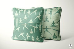 Mindful Yoga Poses Sage Green Seamless Patterns Vector Product Image 2