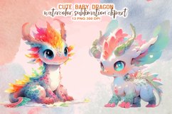 Cute Baby Dragon Watercolor Sublimation Clipart Product Image 3
