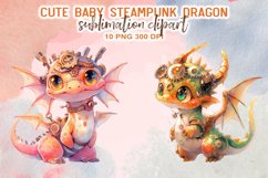 Cute Baby Dragon Watercolor Sublimation Clipart Product Image 3