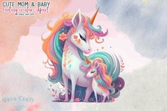 Cute Mom &amp; Baby Fantasy Creature Watercolor Clipart Product Image 4